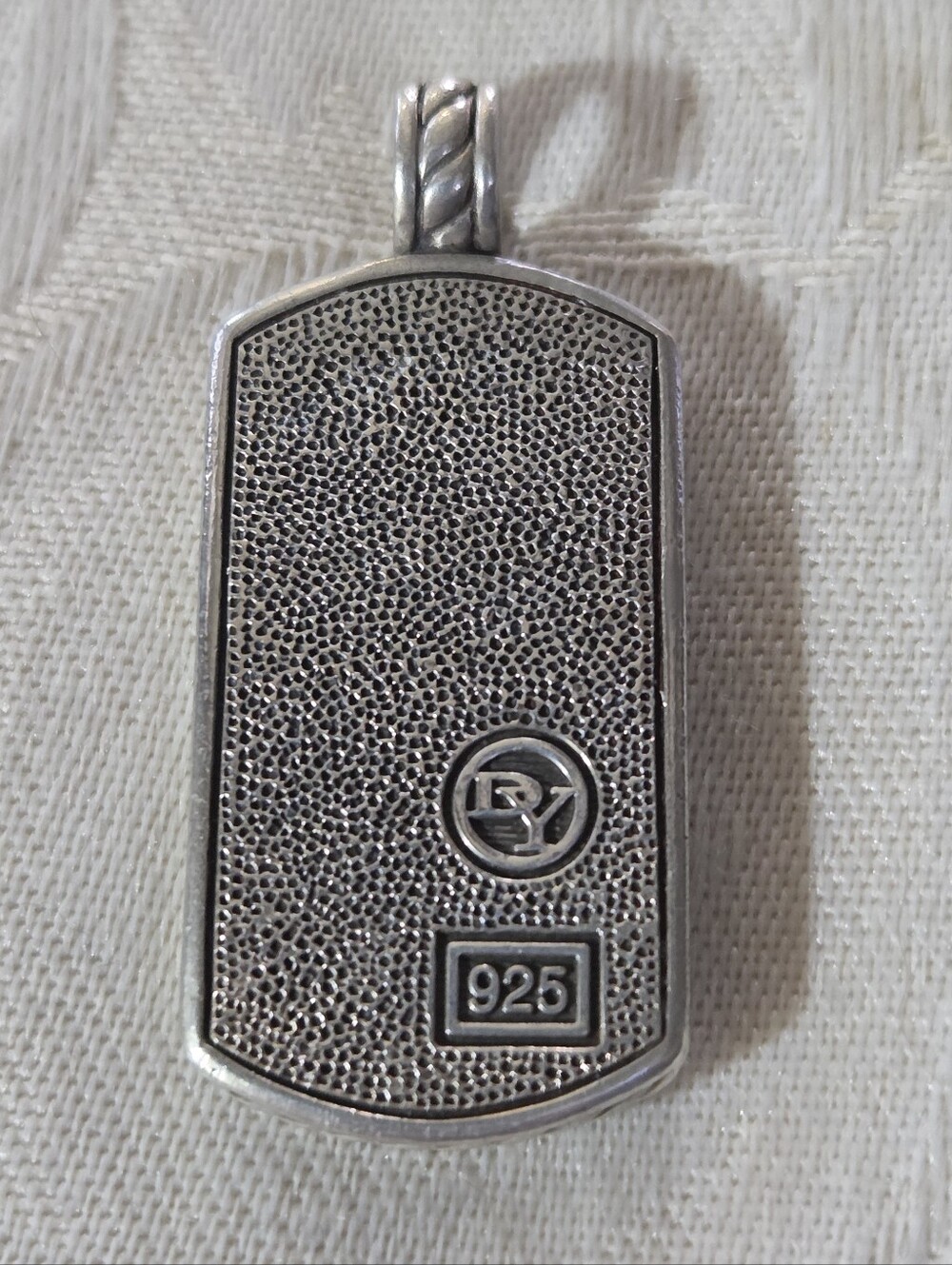 David Yurman Textured Dog Tag Pendant, SS